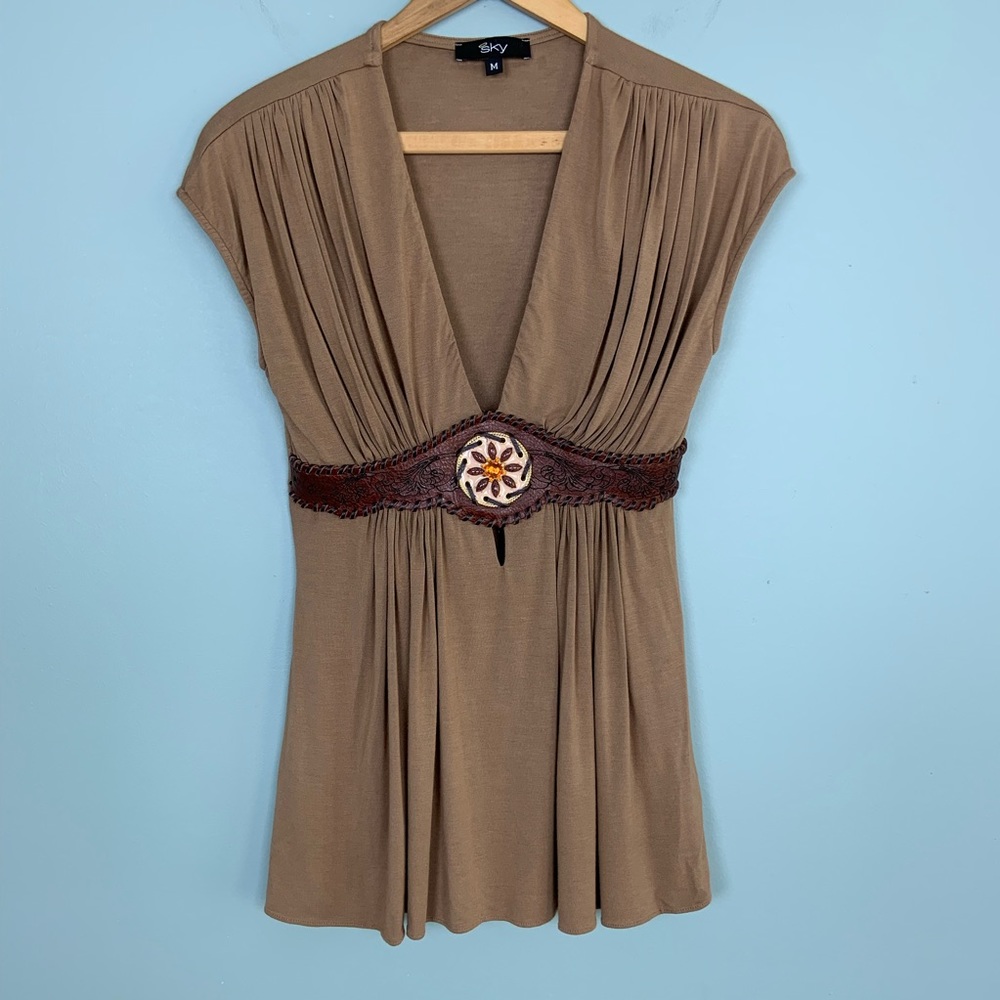 Sky Brown Tunic Top